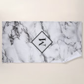 Zwart en lichtgrijs marmeren steen strandlaken (Voorkant)