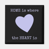 Zwart en lila met hart en huiscitaat magneet (Voorkant)