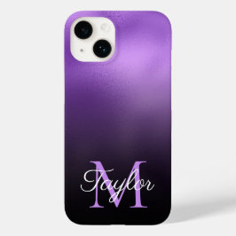 Zwart en lila paarse ombre nepsonega monogram Case-Mate iPhone 14 hoesje