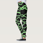 Zwart en Lime Green Squiggly Lyme Leggings (Links)