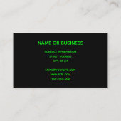 Zwart en lime groene fiets visitekaartje (Achterkant)