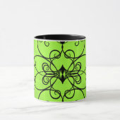 Zwart en lime groene harten en wervelingen mok (Midden)