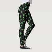 Zwart en lime groene polka gestippelde Leggings (Rechts)