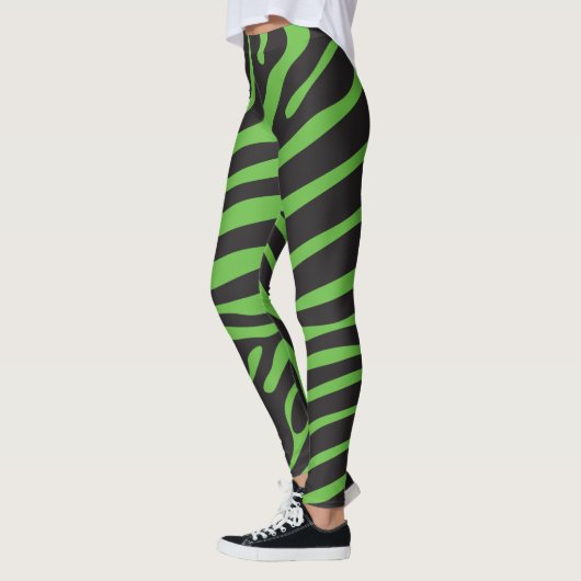 Zwart en lime groene zebra print leggings (Links)