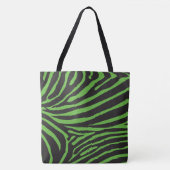 Zwart en lime groene zebra print tote bag (Voorkant)