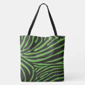 Zwart en lime groene zebra print tote bag (Achterkant)