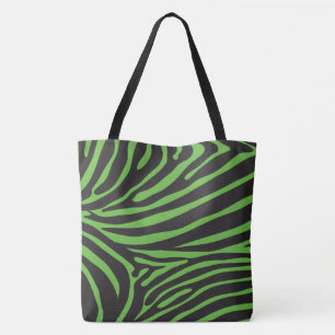 Zwart en lime groene zebra print tote bag