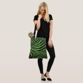 Zwart en lime groene zebra print tote bag (Op model)
