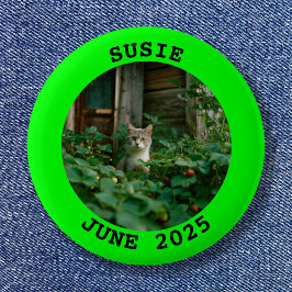 Zwart en Limoen Gepersonaliseerd Rond Foto Lijst Ronde Button 5,7 Cm