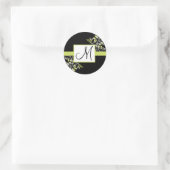 Zwart en limoen groen monogram bruiloft stickers (Tas)