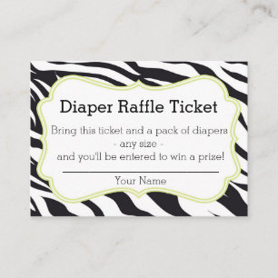 Zwart en Limoen Zebra Luier Raffle Ticket Informatiekaartje