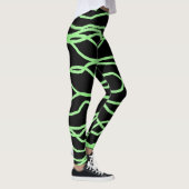 Zwart en limoengroen Squiggly Abstracte Leggings (Rechts)