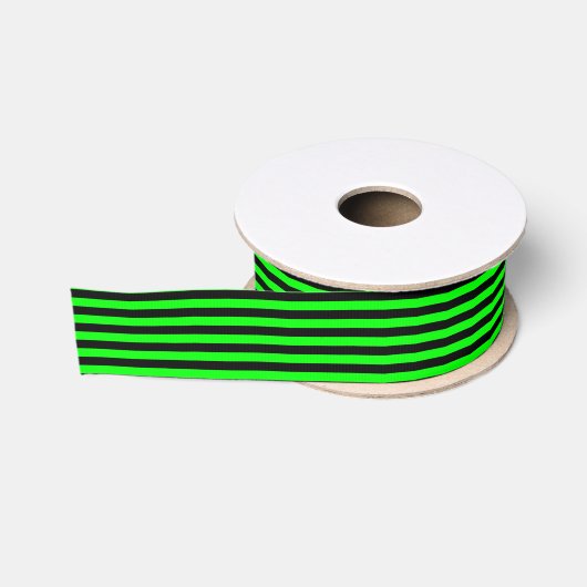 Zwart en limoengroene streep grosgrain lint (Spoel)