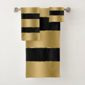 Zwart en luxe gouden strepen patroon bad handdoek (Insitu)