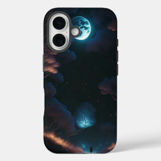Zwart en maanlicht iPhone 16 hoesje