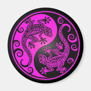 Zwart en magenta Yin Yang Geckos Magneet