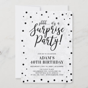 Zwart en marmer Modern Surprise Birthday Kaart