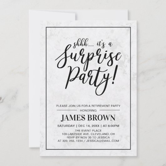 Zwart en marmer | Pensioneringspartij voor moderne Kaart (Voorkant)