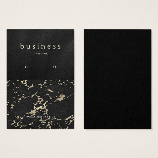 Zwart en marmeren oorbel display visitekaartje (Voorkant /achterkant)