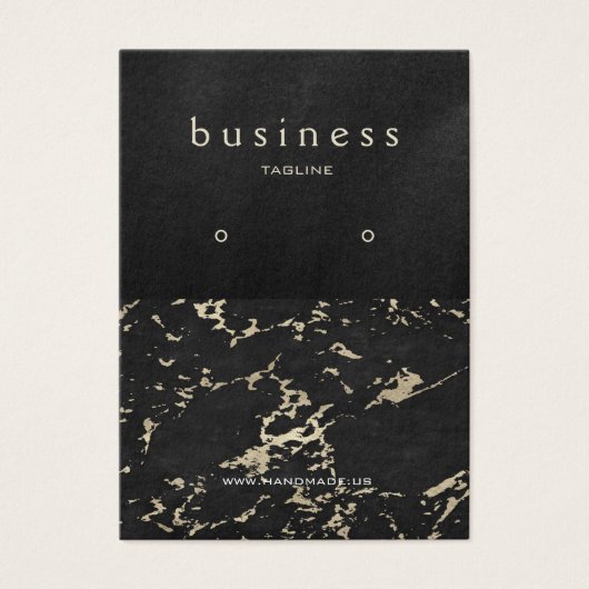 Zwart en marmeren oorbel display visitekaartje (Voorkant)