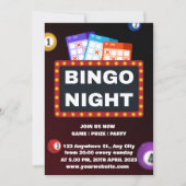 Zwart en Maroon Minimalistische Bingo Avond Uitnod Kaart (Voorkant)