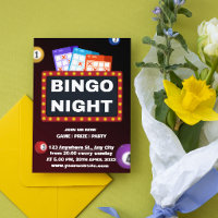 Zwart en Maroon Minimalistische Bingo Night Uitnod