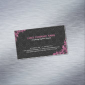 Zwart en maroon rood bloemenkant 2 magnetisch visitekaartje (Voorbeeld)