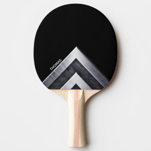Zwart en metaalpatroon monogrammed tafeltennisbatje (Voorkant)