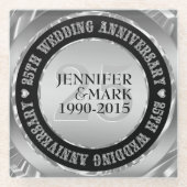 Zwart en metaalzilver. 25e Jubileum Glazen Onderzetter (Voorkant)
