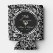 Zwart en metaalzilver 25th Wedding Jubileum Blikjeskoeler (Achterkant)