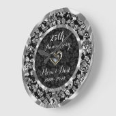 Zwart en metaalzilver 25th Wedding Jubileum Grote Klok (Hoek)