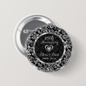 Zwart en metaalzilver 25th Wedding Jubileum Ronde Button 5,7 Cm (Voorkant /achterkant)