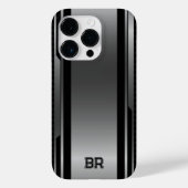 Zwart en metaalzilver Geometrisch Masculine-ontwer Case-Mate iPhone Case (Achterkant)