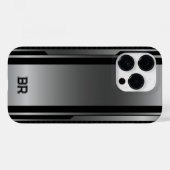 Zwart en metaalzilver Geometrisch Masculine-ontwer Case-Mate iPhone Case (Achterkant (horizontaal))