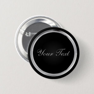 Zwart en metaalzilver met DIY-tekst Ronde Button 5,7 Cm
