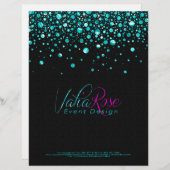 Zwart en Metallic Blauwgroen Willekeurig Cirkelont Custom Briefhoofd (Voorkant / Achterkant)