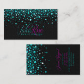 Zwart en Metallic Blauwgroen Willekeurig Cirkelont Visitekaartje (Voorkant / Achterkant)