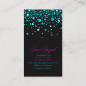 Zwart en Metallic Blauwgroen Willekeurig Cirkelont Visitekaartje (Achterkant)