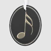 Zwart en Metallic Gold Music Note Naam Ornament (voorkant)