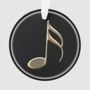 Zwart en Metallic Gold Music Note Naam Ornament