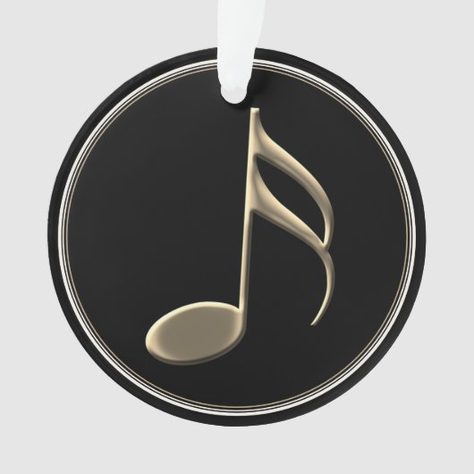 Zwart en Metallic Gold Music Note Naam Ornament (voorkant)