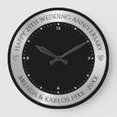 Zwart en metallic zilver 25e bruiloft Jubileum Grote Klok (Voorkant)