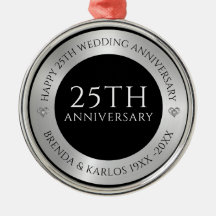 Zwart en metallic zilver 25e bruiloft Jubileum