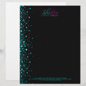 Zwart en metallisch Blauwgroen Random Cirkelontwer Briefhoofd (Voorkant / Achterkant)