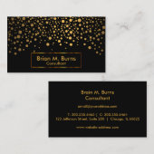 Zwart en metallisch Gold Confetti-ontwerp Visitekaartje (Voorkant / Achterkant)