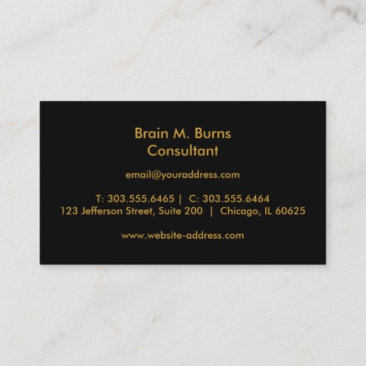 Zwart en metallisch Gold Confetti-ontwerp Visitekaartje (Achterkant)