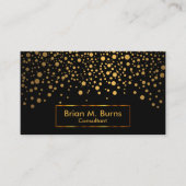 Zwart en metallisch Gold Confetti-ontwerp Visitekaartje (Voorkant)