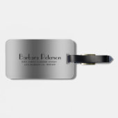 Zwart en metallisch zilver geometrisch ontwerp bagagelabel (Achterkant horizontaal)
