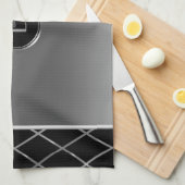 Zwart en metallisch zilver geometrisch ontwerp theedoek (Quarter Fold)