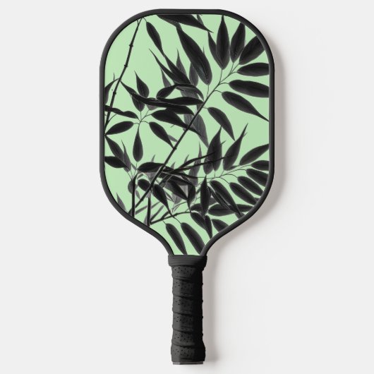 Zwart en Mint Groen Bamboe Plant Pickleball Paddle (Voorkant)